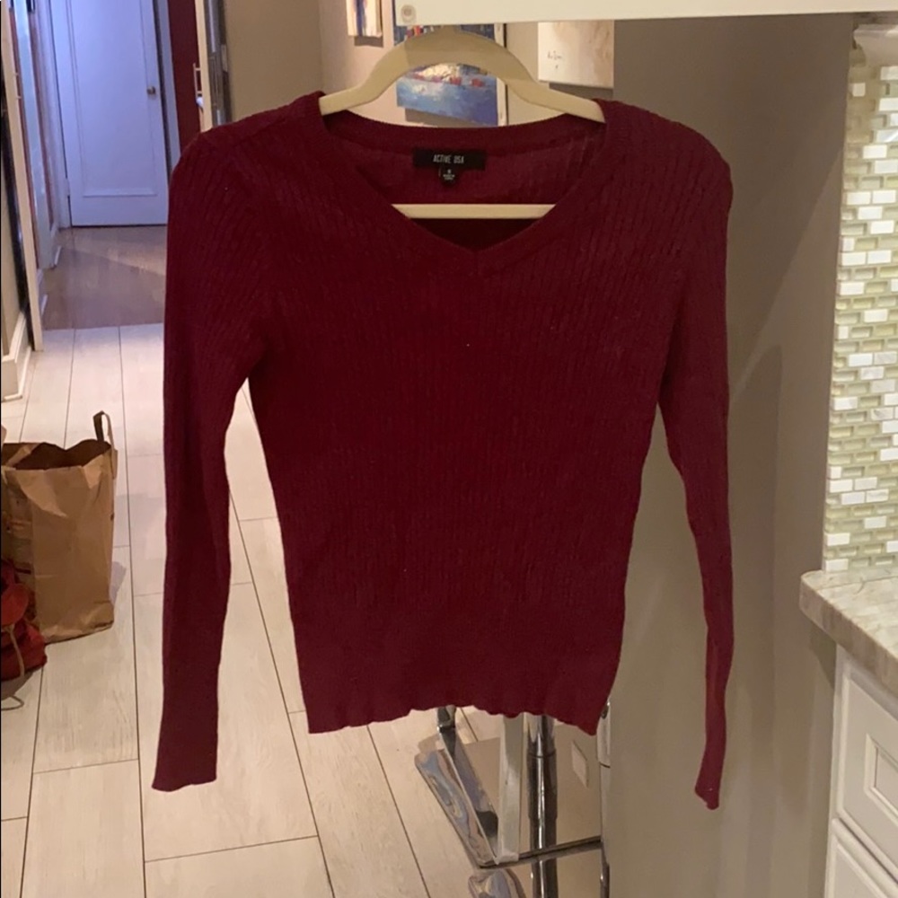 Red v neck sweater